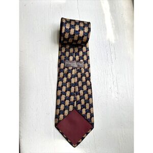 VTG Christian Dior Cravate 100% Silk Squares Neck Tie Geometric Blue Red Y2K